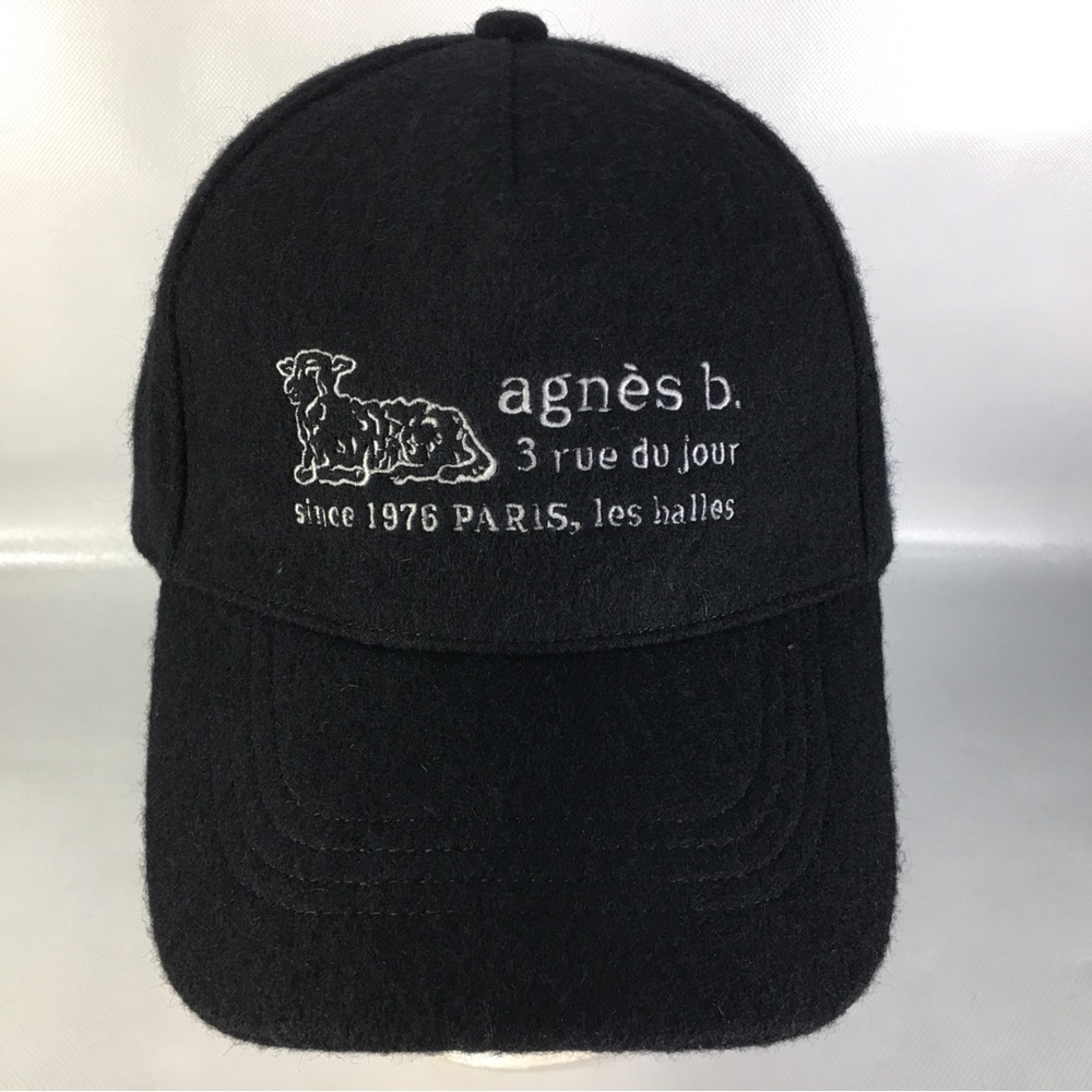Agnes B Agneau Black Wool Baseball Cap NWT (Missing Rear Strap Clasp)
